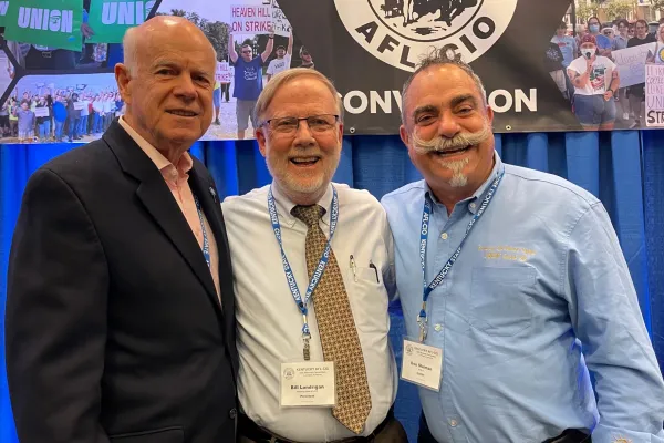 Steve Barger, Bill Londrigan and Don Slaiman of the national AFL-CIO      Photo by BERRY CRAIG 
