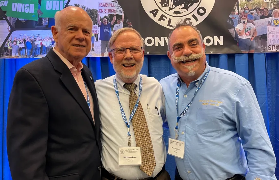 Steve Barger, Bill Londrigan and Don Slaiman of the national AFL-CIO      Photo by BERRY CRAIG 