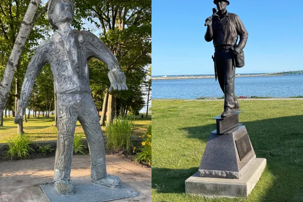 From left, the Mackinaw City and St. Ignace statues.