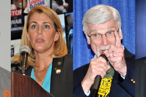 From left, Shawn Fain, Sara Nelson, Cecil Roberts and Fred Zuckerman