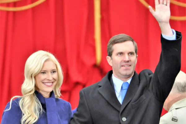 Britainy and Andy Beshear  arriving at the 2019 inaugural ceremony Photo by BERRY CRAIGRAIG