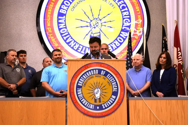 Dustin Reinstedler speaking today.      KDP photo