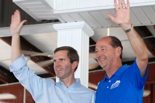 attorney_gen._steve_beshear_and_house_minority_leader_rocky_adkins_wave_to_the_crowd_before_the_speaking_started.jpg