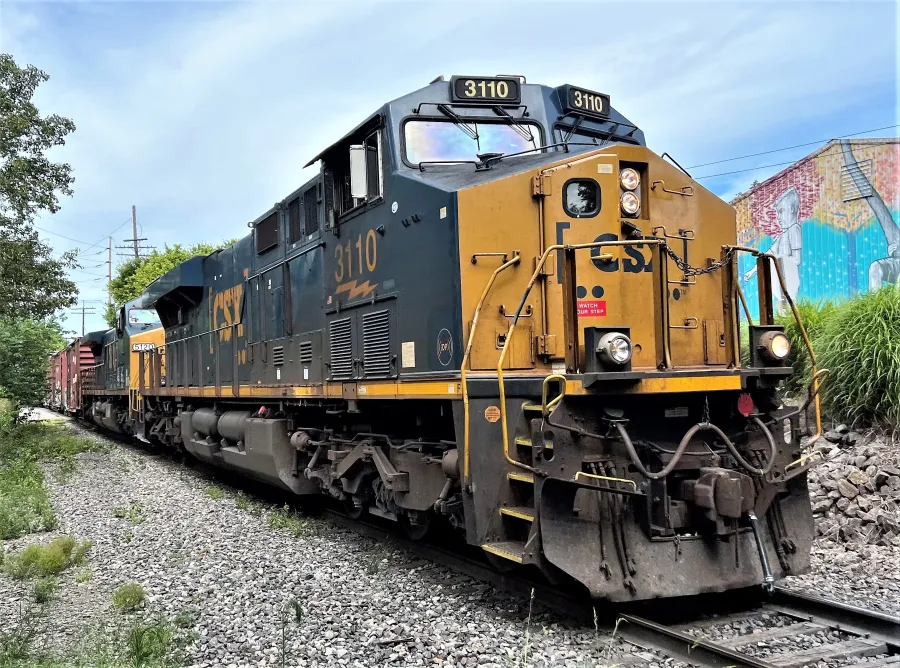 CSX freight train southbound through Louisville.     Photo by BERRY CRAIG