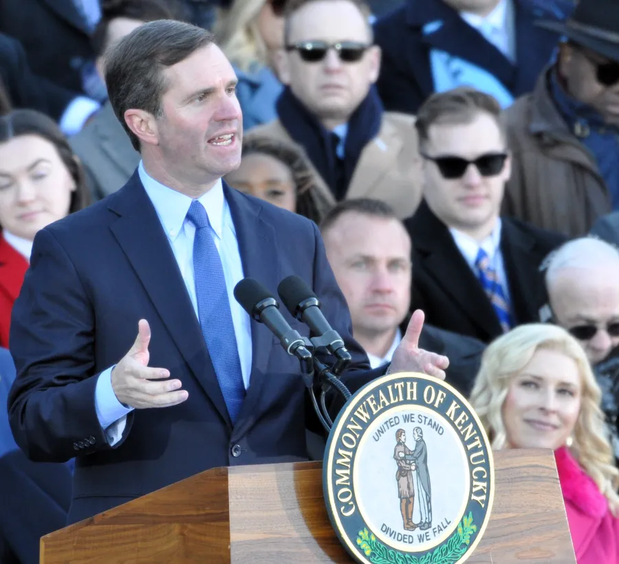 Gov. Andy Beshear at his inauguration ceremony      Photo by BERRY CRAIG